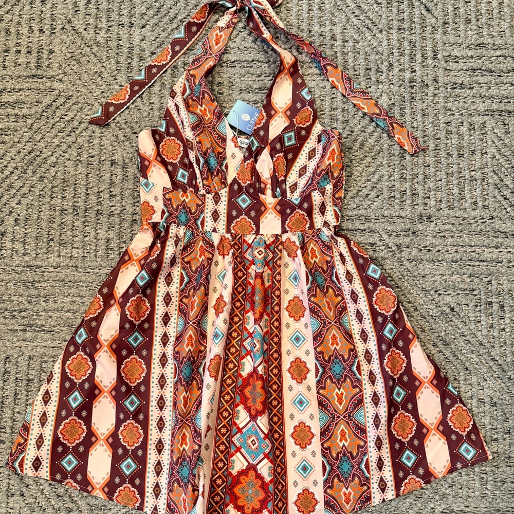 Cupshe Boho Patterned Halter Mini Dress